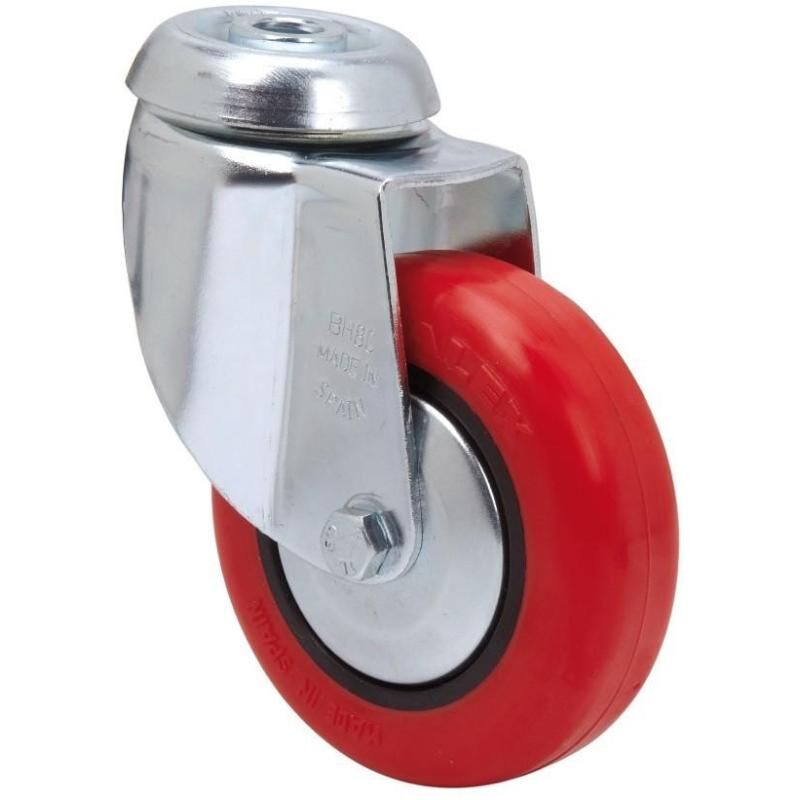 rueda giratora agujero m10 20bh80cp-ppi poliamix-poliur.rojo eje liso