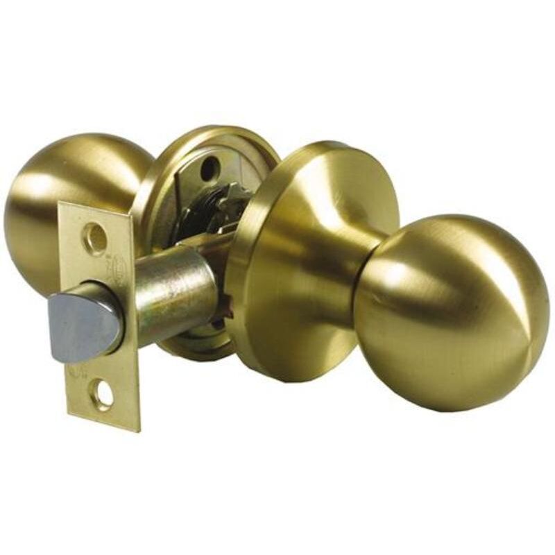 AMIG pomo 611 laton pulido 11127 paso juego , Juego de pomos Mod. 611 tipo bola con picaporte de entrada 60/70 mm incluido. Picaporte de canto cuadrado. Función de paso: la manilla