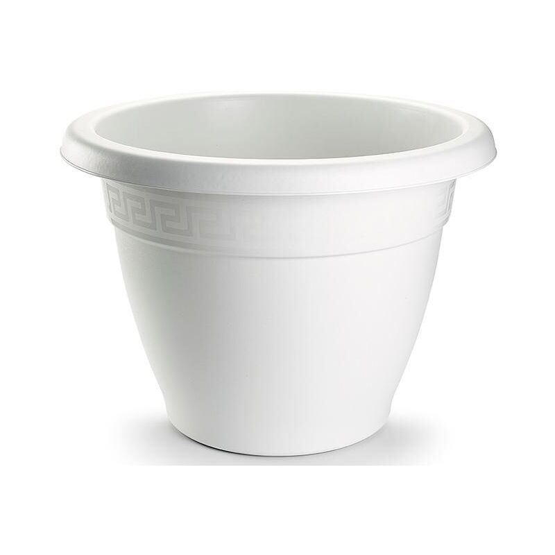 PLASTICFORTE maceta redonda 25x25x19cm blanca 1127501 , Maceta redonda 25 x 25 x 19 cm. 1127501Fabricada en plástico de alta calidadIncluye cenefa decorativaColor blanc