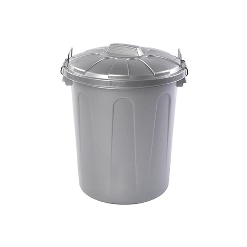 PLASTICFORTE cubo basura cierre metal &43 tapa 21l plata , Cubo basura con cierre 21 litros plataFabricado en plástico de alta calidadCierre de asas metálicas tipo clickF