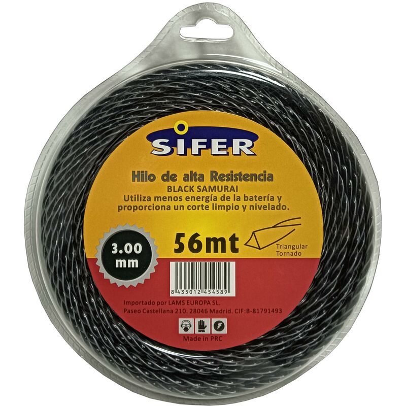 MIBRICOTIENDA sifer hilo desbrozadora black samuray 3.50 mmx 56 mt