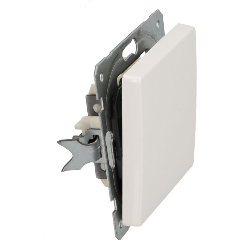 Interruptor Conmutador Asfora 10A/250V, Interruptor de Pared Interior, Fácil de Instalar, Incluye Marco, Tapa y Mecanismo, Color Blanco