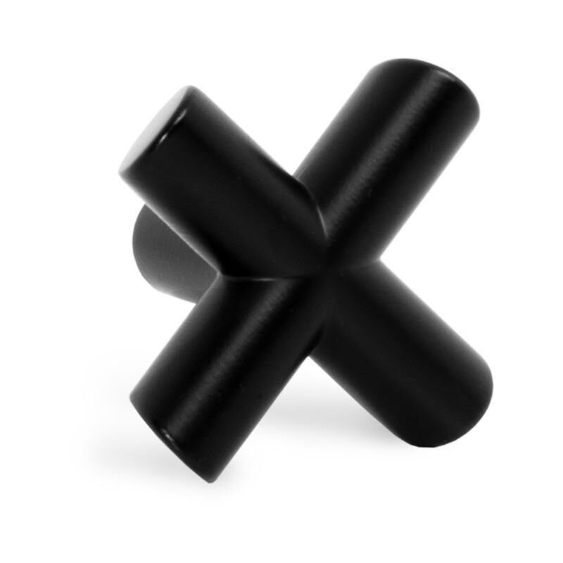 pomo zamak equis 40x40 acabado cromo, latonado, negro, blanco mate, negro mate, cobre acabado negro mate