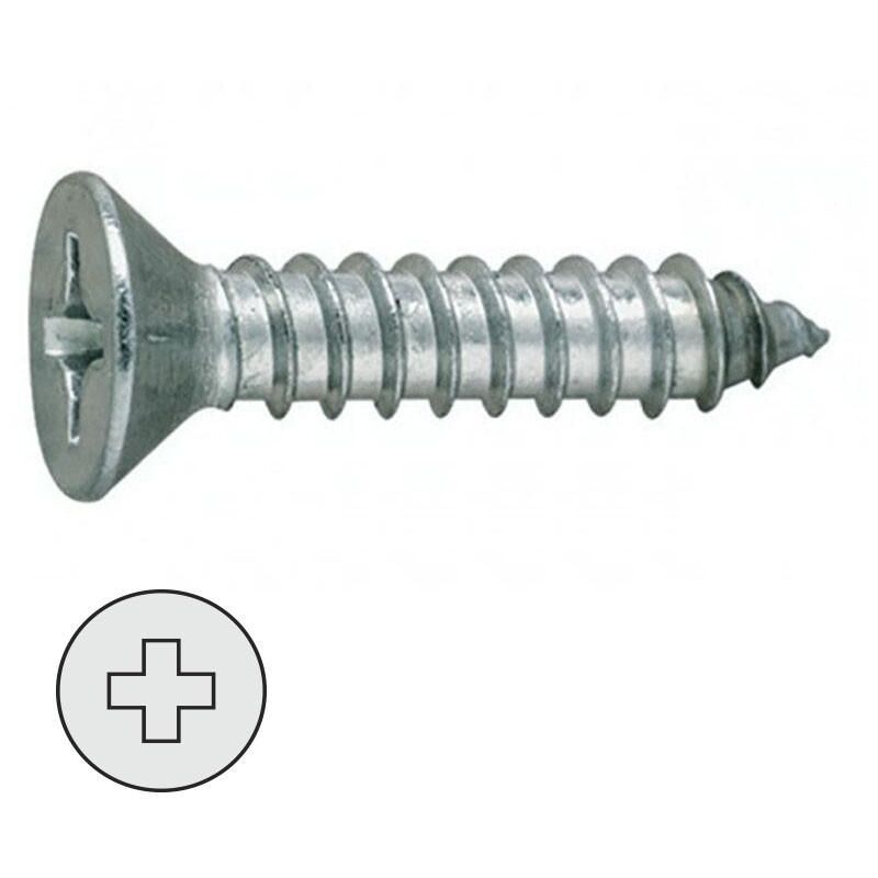 tornillo rosca chapa cabeza plana din 79 larg.r/chapa 45mm ø rosca chapa 4.2mm