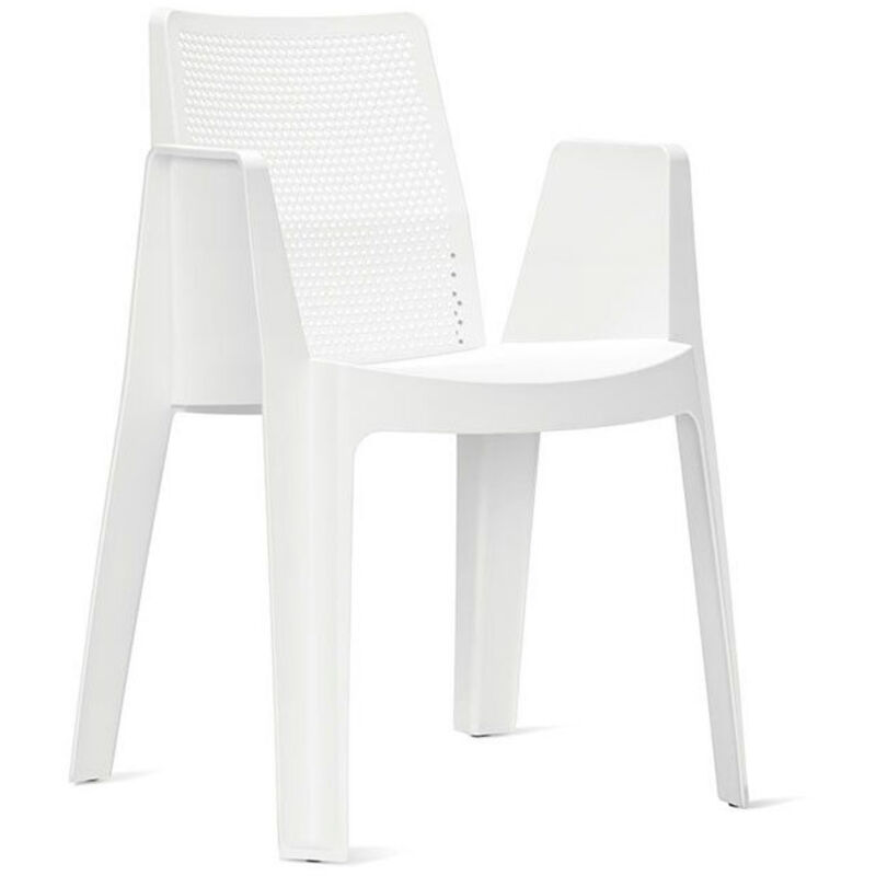 Sedia In Resina AFT – 5 Posizioni Reclinabili, Colore Bianco, Impilabile – Dimensioni 60x61x109 Cm – Per Giardino E Terrazzo