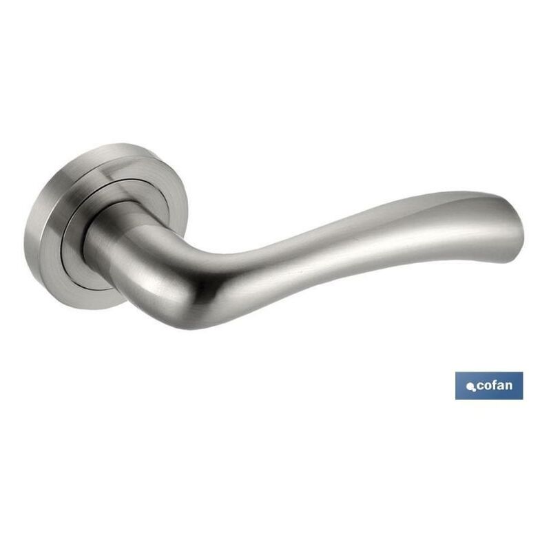 COFAN juego manivela aluminio oslo roseta redonda niquel , Juego manivela aluminio Oslo con roseta redonda níquel.