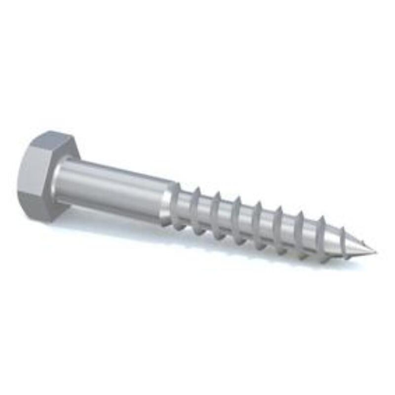 FPLUS tornillo tirafondo 571 10x80 zincado caja 50 , Tornillo tirafondo para madera con cabeza hexagonalDIN 571 Acero zincadoMedidas 10X80mmCaja de 100 unidades.