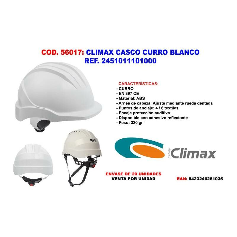 Casco Obra Homologado Blanco Mod: 5-RS Climax