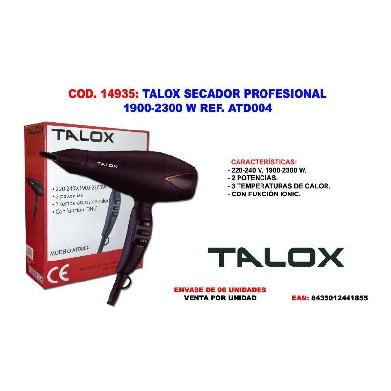 MIBRICOTIENDA talox secador profesional 1900-2300 w atd004