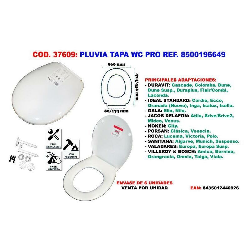 MIBRICOTIENDA pluvia tapa wc pro ref. 8500196649