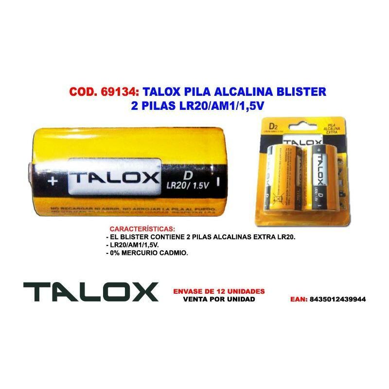 MIBRICOTIENDA talox pila alcalina blister 2 pilas lr20