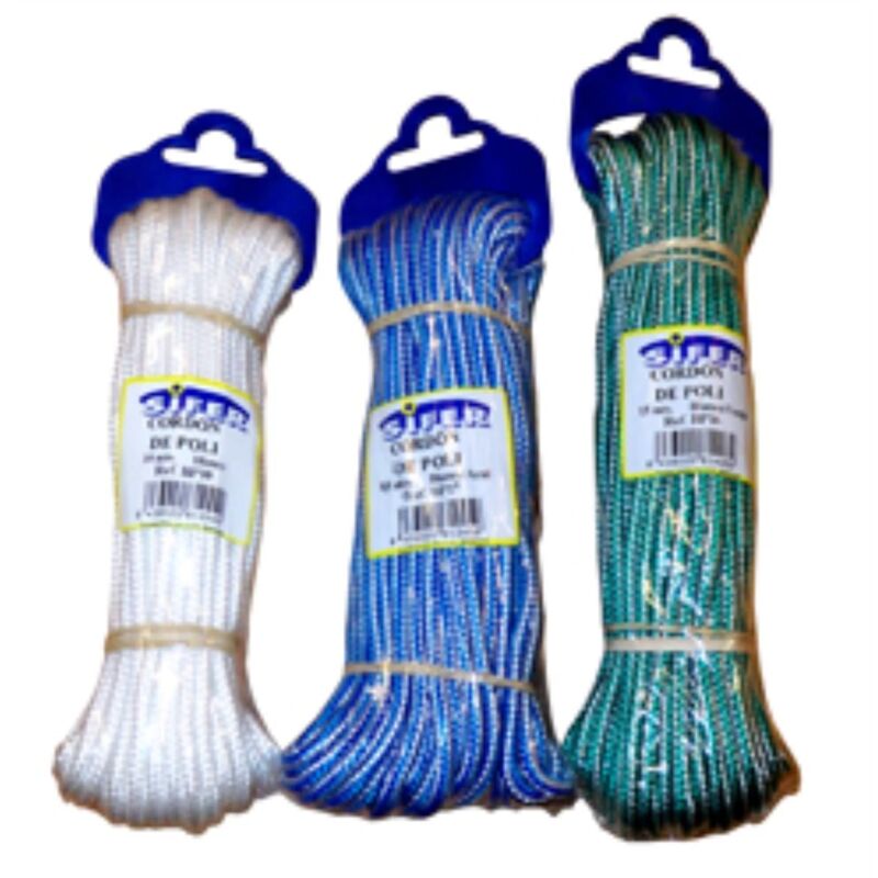 Rope & Cord Cuerda trenzada de polipropileno de 3 hebras, color blanco/azul (250 pies, 1/2 pulgada de diámetro Rope & Cord Cuerda trenzada de polipropileno de 3 hebras, color blanco/azul (250 pies, 1/2 pulgada de diámetro