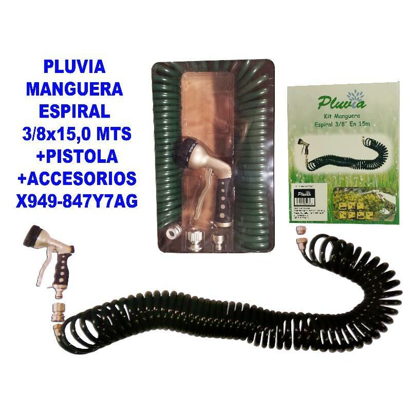 MIBRICOTIENDA pluvia manguera espiral 3-8x15,0 mts+pistola+acces. x949-847y7ag