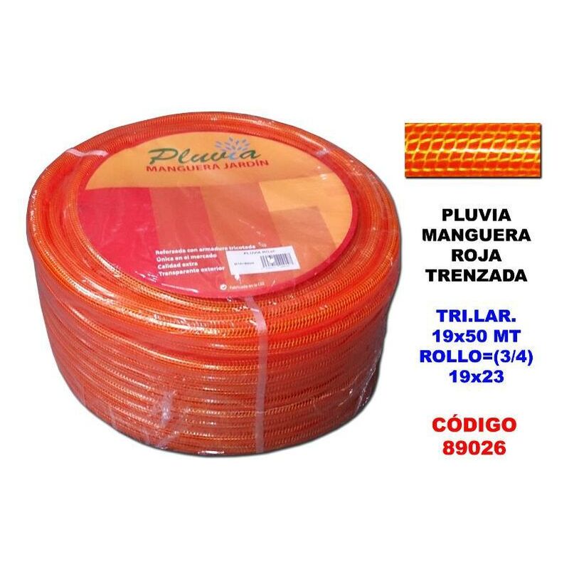 MIBRICOTIENDA pluvia manguera roja trenzada tri.lar.19x50 rollo (3-4) 19x23