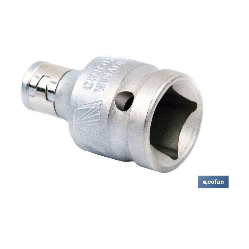 COFAN adaptador 1/2 para puntas 1/4 , Adaptador de carraca para puntas. Fabricado en acero endurecido al cromo vanadio con un recubrimiento de alta calidad que protege de manera óp