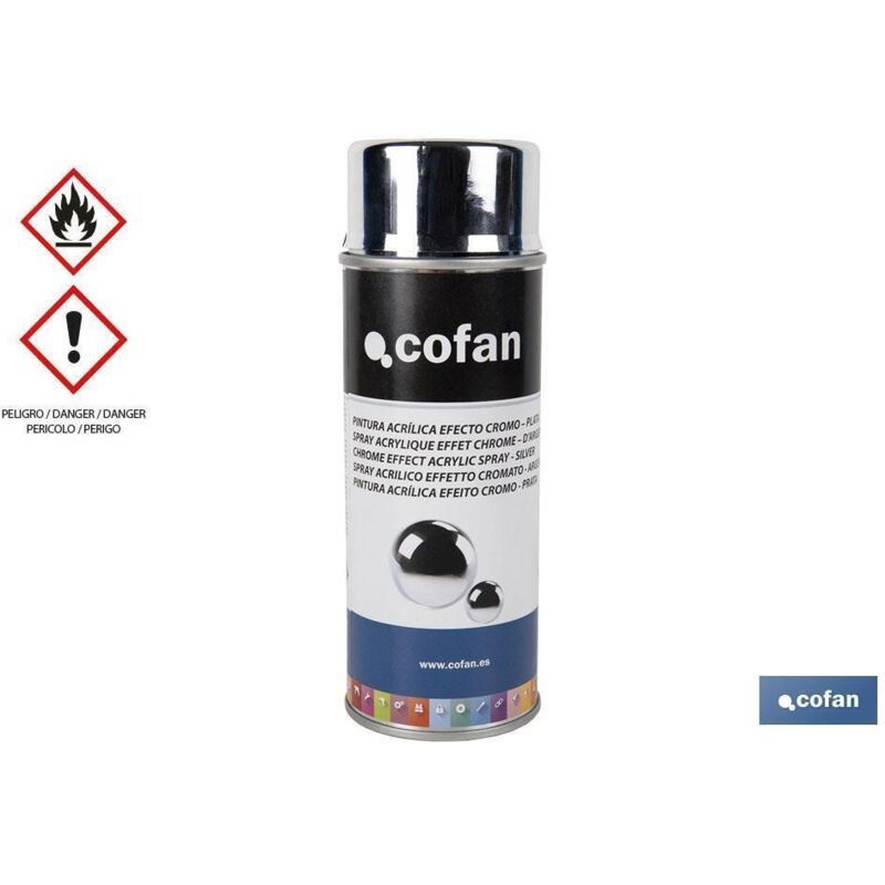 COFAN pintura cromo plata 400 ml , Pintura efecto Cromo disponible en color oro y plata. Ideal para labores de retoque en aplicaciones profesionales y de bricolaje. Spray de efecto