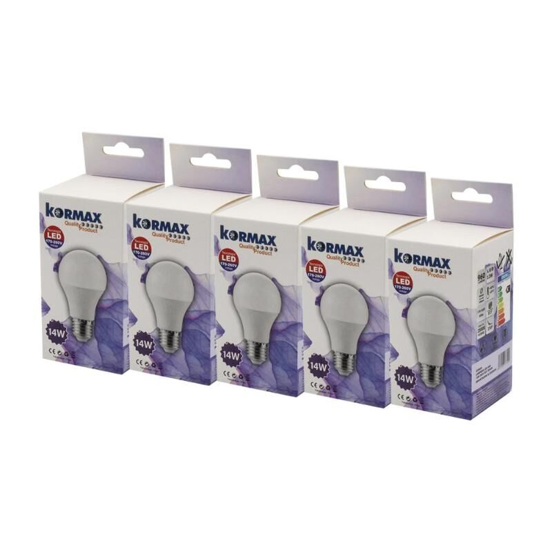 MEGANEI lamparas led a60 14w e27 luz fria standar pack 5