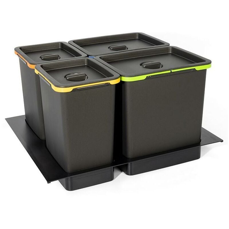 Contenedor basura ecológico acero lacado cubek negro 2 compartimentos
