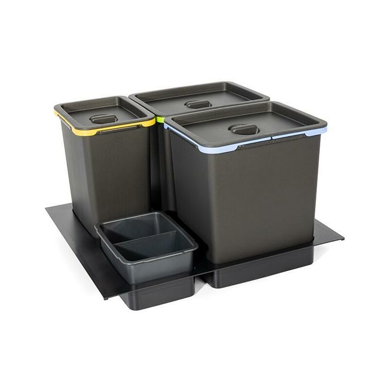 Cubos de Basura para Cocina con 3 Contenedores de Reciclaje Extraíbles  1x20L y 2x10L Clasificación de