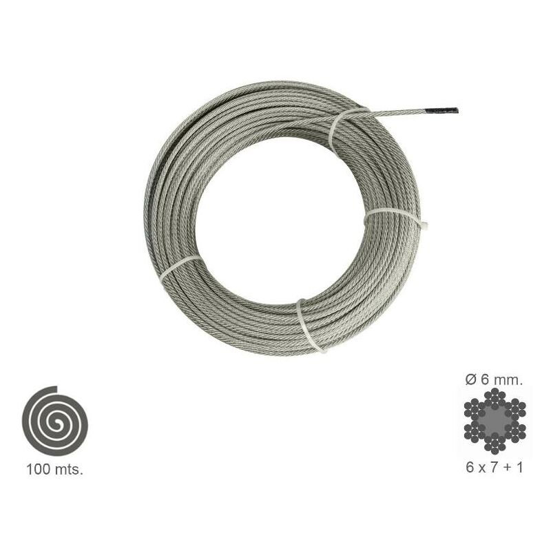 Cable acero 4 mm galvanizado (6x7x1) rollo 100 m