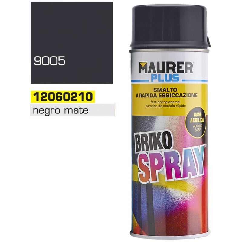 MAURER spray pintura negro mate profundo 400 ml. , Spray negro mate profundo.- Capacidad: 400 ml.- RAL: 9005.- Esmalte acrílico de uso profesional.- Excelen