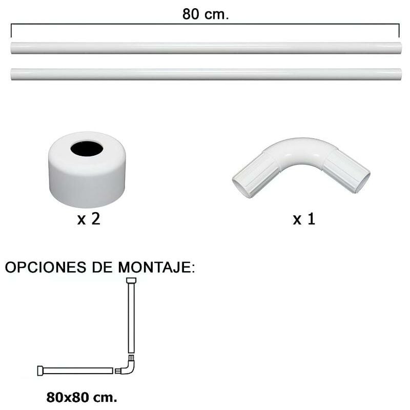 Barra de Cortina de Ducha Extensible En ángulo En Forma de L Sin Taladro,  Curvada de