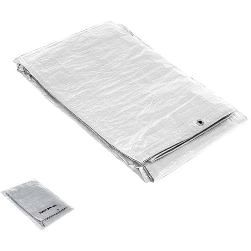lona impermeable reforzada 3x4 metros (aproximadamente) con ojetes metálicos, lona de protección duradera, color blanco.