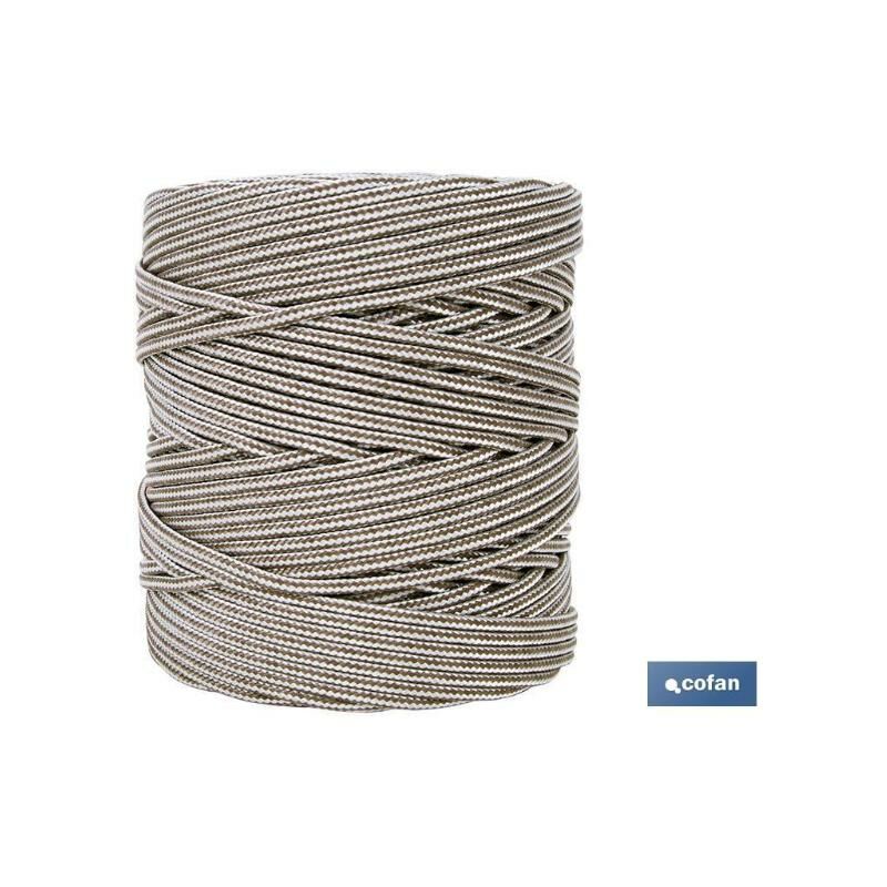 COFAN bobina cordon trenzado poli 5mm 200 m bco/marron , Cordón trenzado de color Marrón de 5 mm de diámetro, adecuado para persianas. Cordón con polipropileno en el exterior y alm