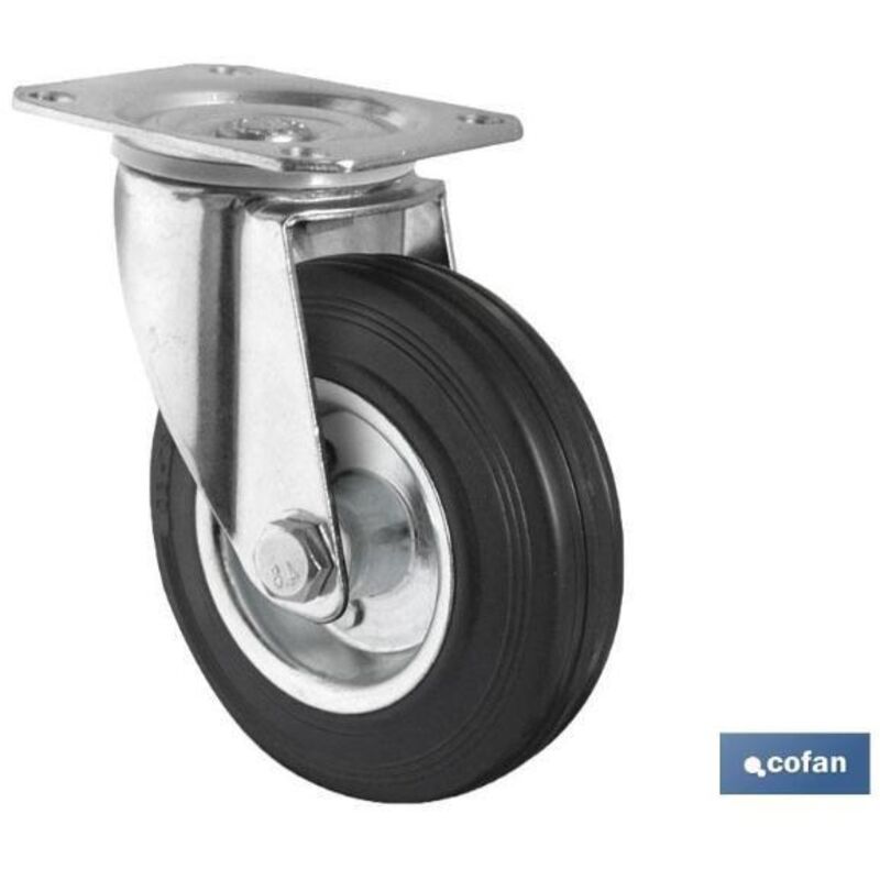 Juego 4 Ruedas Goma Azul 80 Mm Con Centro Nailon | Capacidad 560 Kg Total, Rodamiento Liso, Orificio 12 Mm