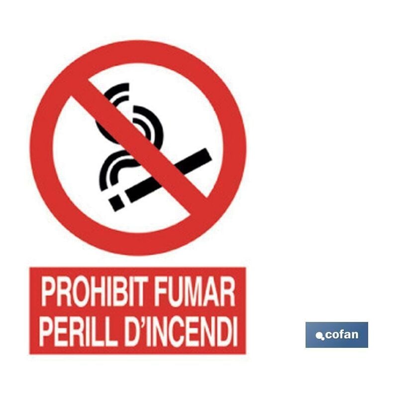 Cartel prohibido fumar vertical, en vinilo adhesivo o poliestireno