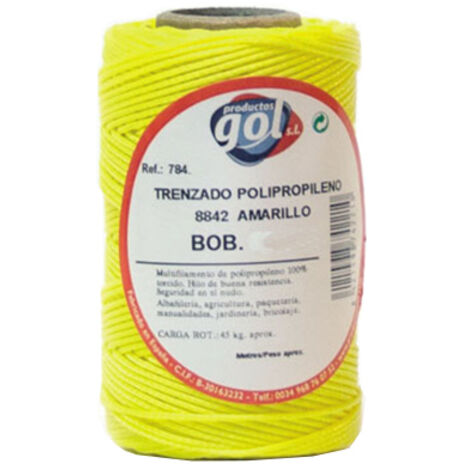 WURKO cuerda linea trenzada amarilla 100mt , Cordón trenzado polipropileno AlbañilBobina de 100 metrosColor AmarilloIndicado para albañileria,agricultura,paquetería,man