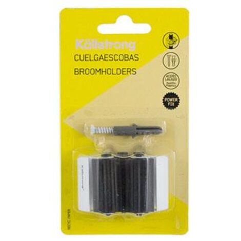 KALLSTRONG cuelgaescobas individual c19001b blanco blister , Cuelgaescobas C19001B individualAdhesivo, se puede también atornillarAcero lacado en blancoRodillo de plást