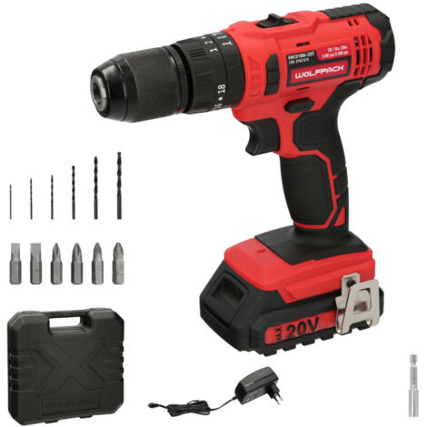 taladro atornillador 20 v. con 2 velocidades y percutor. bateria 2 ah. par apriete 35 nm. (1/5)