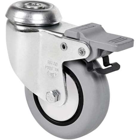 rueda giratora agujero m10 freno 20bhfd80cp-pgi poliamix-goma gris eje liso