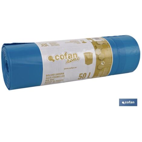 bolsa de basura  autocierre perfumada  70 x70 cm g.120 color azul10 uds 50l