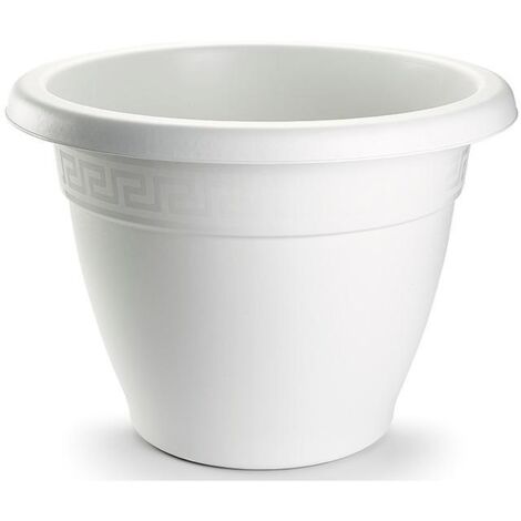 PLASTICFORTE maceta redonda 25x25x19cm blanca 1127501 , Maceta redonda 25 x 25 x 19 cm. 1127501Fabricada en plástico de alta calidadIncluye cenefa decorativaColor blanc