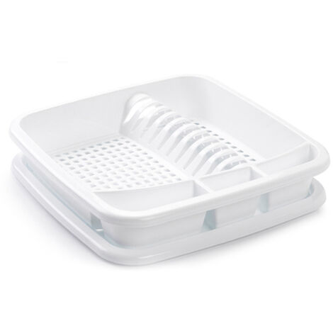 PLASTICFORTE escurreplatos cuadrado blanco , Escurreplatos cuadrado blancoFabricado en plástico de alta resistenciaIncluye bandejaColor blancoTiene sito para platos