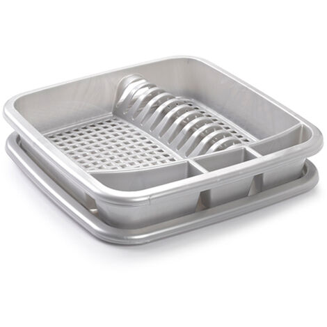 PLASTICFORTE escurreplatos cuadrado plata , Escurreplatos cuadrado plataFabricado en plástico de alta resistenciaIncluye bandejaColor plataTiene sito para platos, v