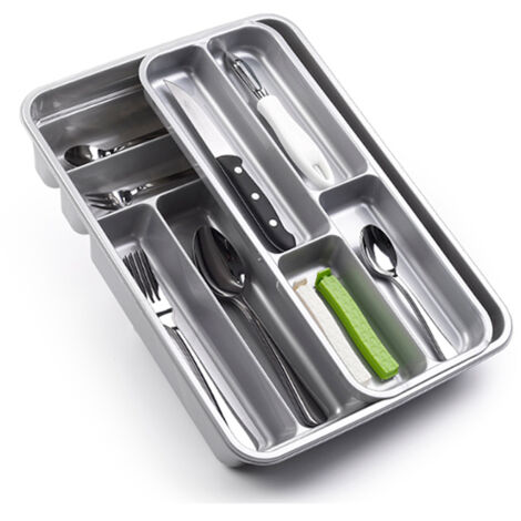 PLASTICFORTE cubertero 2 piezas plata , Cubertero 2 piezas plataDos piezasFabricado en plástico de alta resistenciaColor plataIncluye pieza superior desplazable