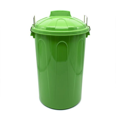 PLASTICFORTE cubo basura con tapa 100 l verde , Cubo basura con tapa 100 litros verdeFabricado en plástico de alta calidadFácil limpiezaColor verdeCierre con asas m (1/4)