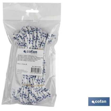 COFAN madeja cuerda trenzada poli 6mm 10m rojo , MADEJA CUERDA.Realizadas con alma trenzada en 8 cabos y el exterior en 24 cabos,resistente a los rayos solares, a la tracción, al r