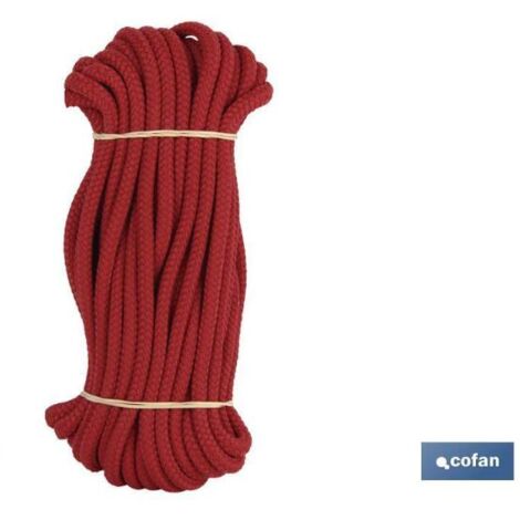 COFAN madeja cuerda trenzada poli 6mm 10m rojo , MADEJA CUERDA.Realizadas con alma trenzada en 8 cabos y el exterior en 24 cabos,resistente a los rayos solares, a la tracción, al r