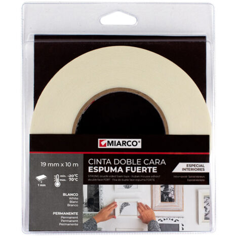 CINTA ADHESIVA 2 CARAS INTERIOR 19MMX10M BLANCA ROLLO 10 M