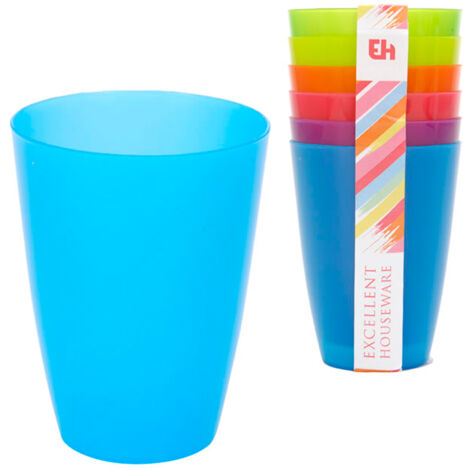 VASOS PLASTICO COLORES 270ML 6 PIEZAS LOTE 6