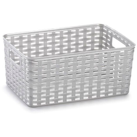PLASTICFORTE cesta mimbre 29x19,5 cm plata , Cesta mimbre 29 x 19,5 x 13 cm. color plataPerfeta para ordenaciónImitación tipo mimbrePlástico de gran calidadFácil li