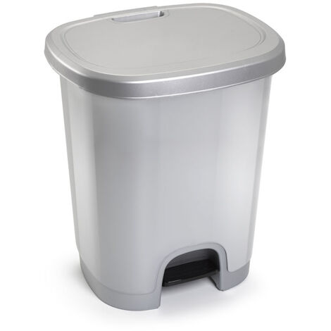 Cubo basura plastico apertura pedal 27 Litros Gris