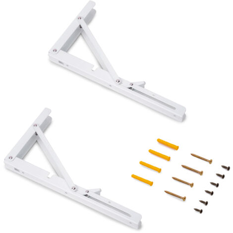 emuca juego de soportes plegables para estante, longitud 303mm, acero, pintado blanco