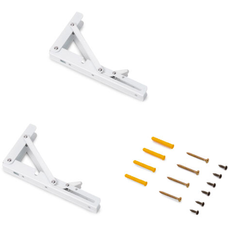 emuca juego de soportes plegables para estante, longitud 203mm, acero, pintado blanco