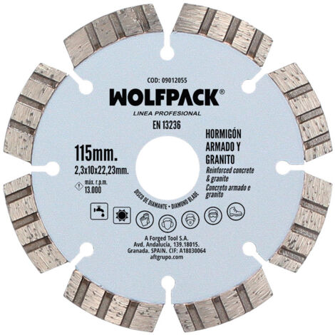 disco diamante hormigon armado / granito ø 115 mm. segmento diamantado 10 mm. (1/4)