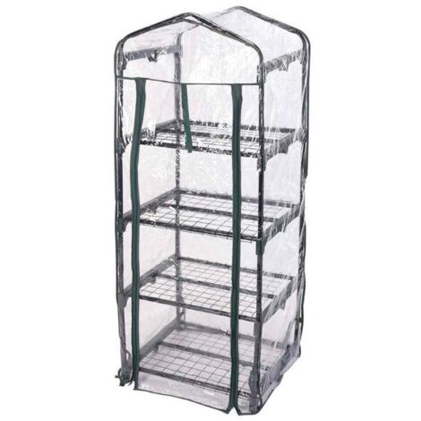 PROGARDEN invernadero 4 pisos 130x50x45 cm , Invernadero 4 pisos 130 x 50 x 45 cmInvernadero de aluminio con 4 estantes de cultivoInvernadero práctico y robusto para todas